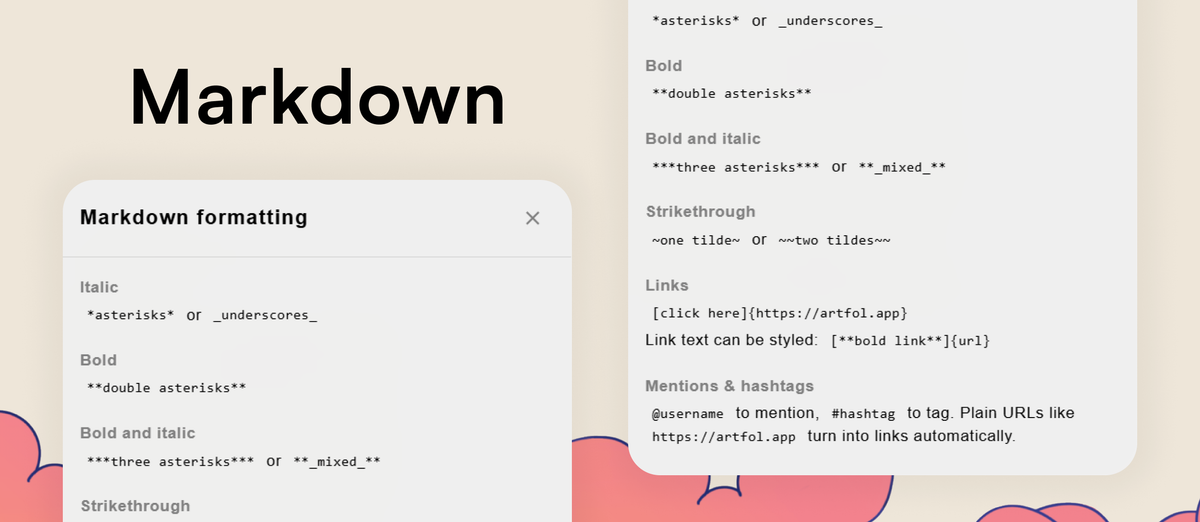Support for Markdown has come to Artfol!